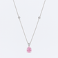 Pink Teardrop Pendant Necklace White Gold Finish with CZ Accents
