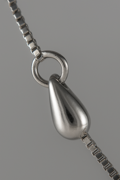 Silver Teardrop Station Necklace for Women – Minimal & Elegant