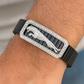 Premium Jaguar Logo Men’s Bracelet Black Ceramic Stretch Band with Silver CZ Plate