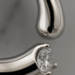 Minimal C-Shape Pendant Necklace White Gold Finish with Single CZ Stone