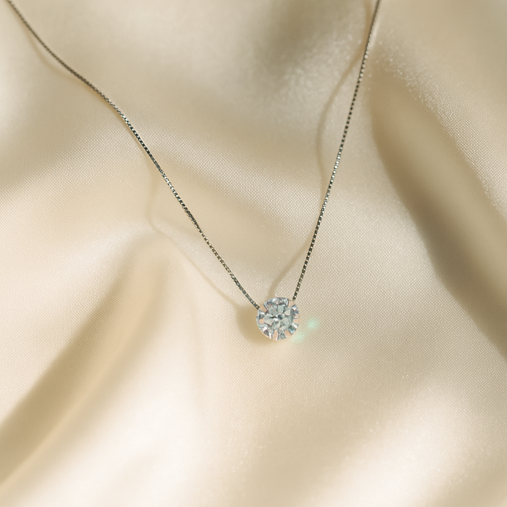 Silver Moonstone Solitaire Necklace for Women – Minimal & Elegant