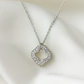 Silver Clover Shape Diamond-Studded Pendant Necklace for Women