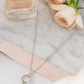 Minimal C-Shape Pendant Necklace White Gold Finish with Single CZ Stone