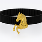 Premium Horse Design Men’s Bracelet Black Ceramic Stretch Band with Gold 3D Running Horse