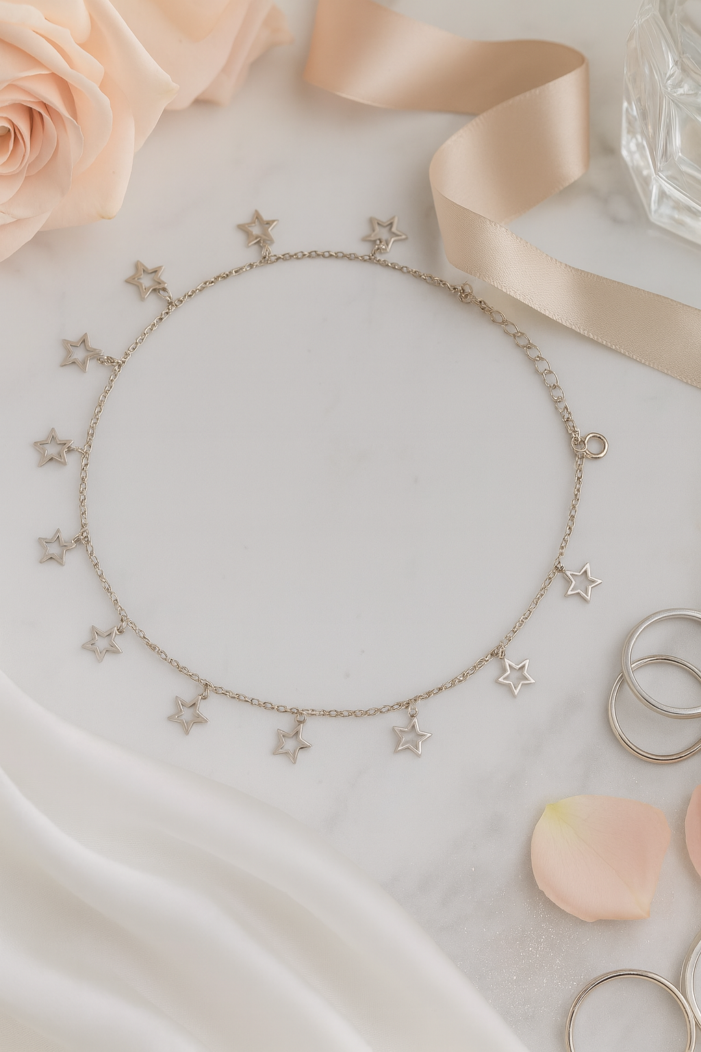 Elegant Silver Star Charm Anklet for Women & Girls | Dainty Celestial Daily Wear Adjustable Chain Anklet