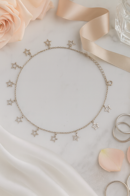 Elegant Silver Star Charm Anklet for Women & Girls | Dainty Celestial Daily Wear Adjustable Chain Anklet