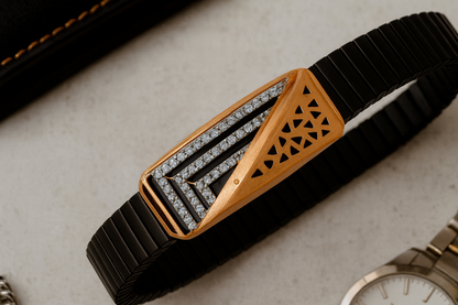 Vector Royale Bracelet in Rose Gold, Black Enamel & Diamonds, For Man