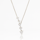 Elegant Heart Drop Necklace with CZ Stones in White Gold Finish