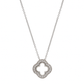 Silver Clover Shape Diamond-Studded Pendant Necklace for Women