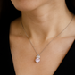 Pink Floral CZ Pendant Necklace in White Gold Finish