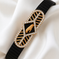 Men’s Bracelet Black Ceramic Stretch Band with Rose Gold CZ Designer Plate