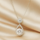 Teardrop Double Zircon Pendant Necklace for Women 925 Silver Finish Elegant Party and Wedding Wear Chain