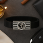 Om Religious Men’s Bracelet Black Ceramic Stretch Band with Silver CZ Devotional Plate