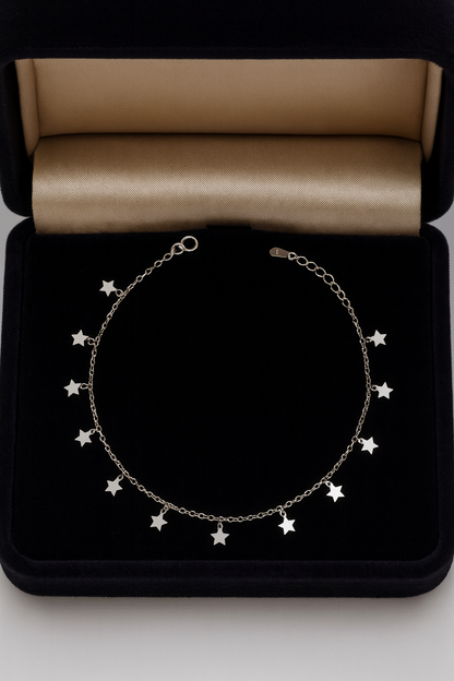 Elegant Silver Star Charm Anklet for Women & Girls | Minimal Daily Wear Adjustable Chain Anklet