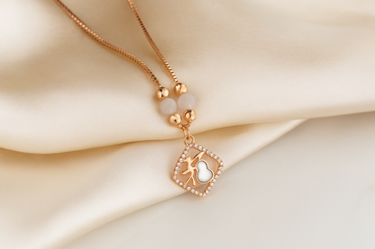 Elegant Rose Gold Pearl Gourd Pendant Necklace with Beads for Women