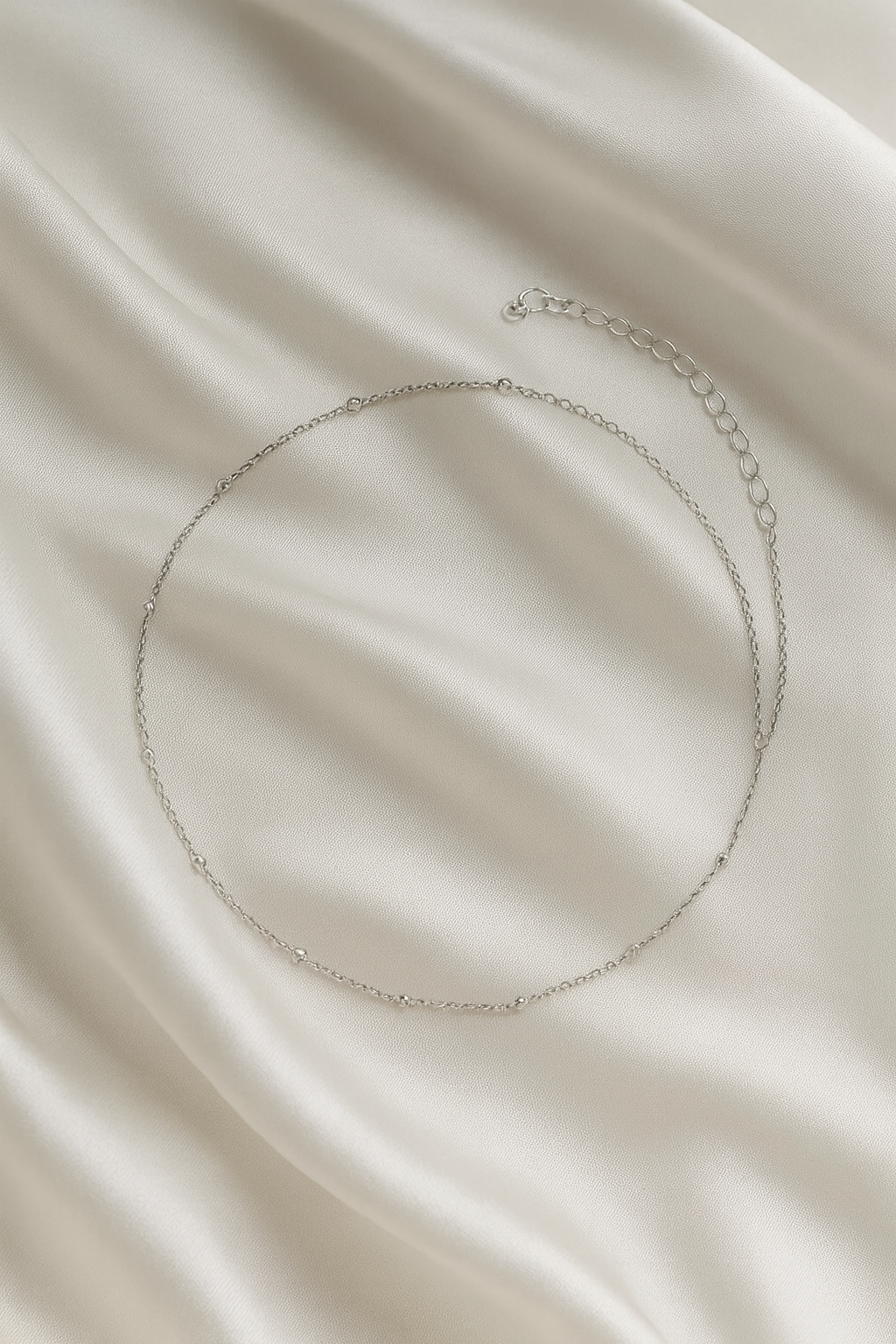 Elegant Silver Minimal Beads Anklet for Women & Girls | Dainty Daily Wear Adjustable Chain Anklet