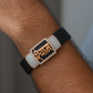 Premium Shyam Name Men’s Bracelet Black Ceramic Stretch Band with Rose Gold CZ Plate