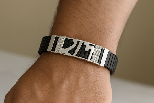 Premium Ram Men’s Bracelet Rose Gold CZ Plate with Black Ceramic Stretch Band