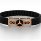 Men’s Bracelet Black Ceramic Stretch Band with Rose Gold CZ Designer Plate