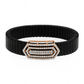 Premium Geometric Layered Men’s Bracelet Black Ceramic Stretch Band with Rose Gold CZ Plate