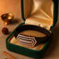 Premium Geometric Layered Men’s Bracelet Black Ceramic Stretch Band with Rose Gold CZ Plate