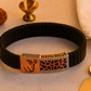 Premium Hanuman Engraved Men’s Bracelet Black Ceramic Stretch Band with Rose Gold Cutwork CZ Frame