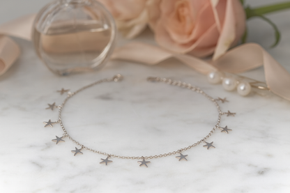 Elegant Silver Star Charm Anklet for Women & Girls | Minimal Daily Wear Adjustable Chain Anklet