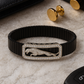 Premium Jaguar Logo Men’s Bracelet Black Ceramic Stretch Band with Silver CZ Plate