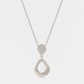 Modern Drop Pendant Necklace White Gold Finish with CZ Cluster Design