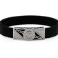 Premium Geometric Men’s Bracelet Black Ceramic Stretch Band with Rose Gold CZ Designer Plate