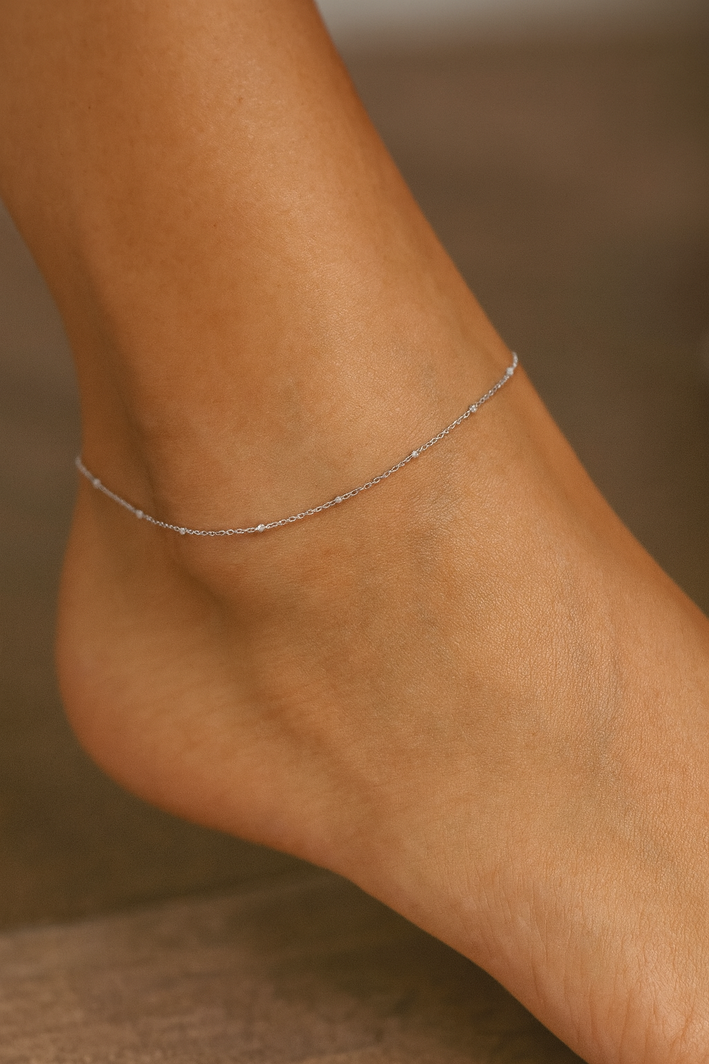 Elegant Silver Minimal Beads Anklet for Women & Girls | Dainty Daily Wear Adjustable Chain Anklet