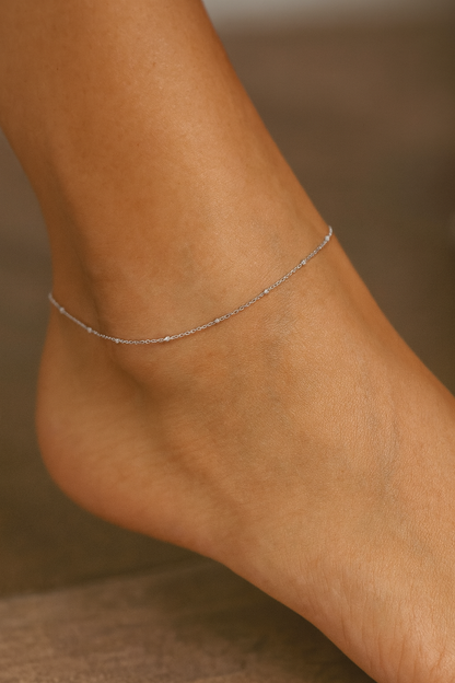Elegant Silver Minimal Beads Anklet for Women & Girls | Dainty Daily Wear Adjustable Chain Anklet