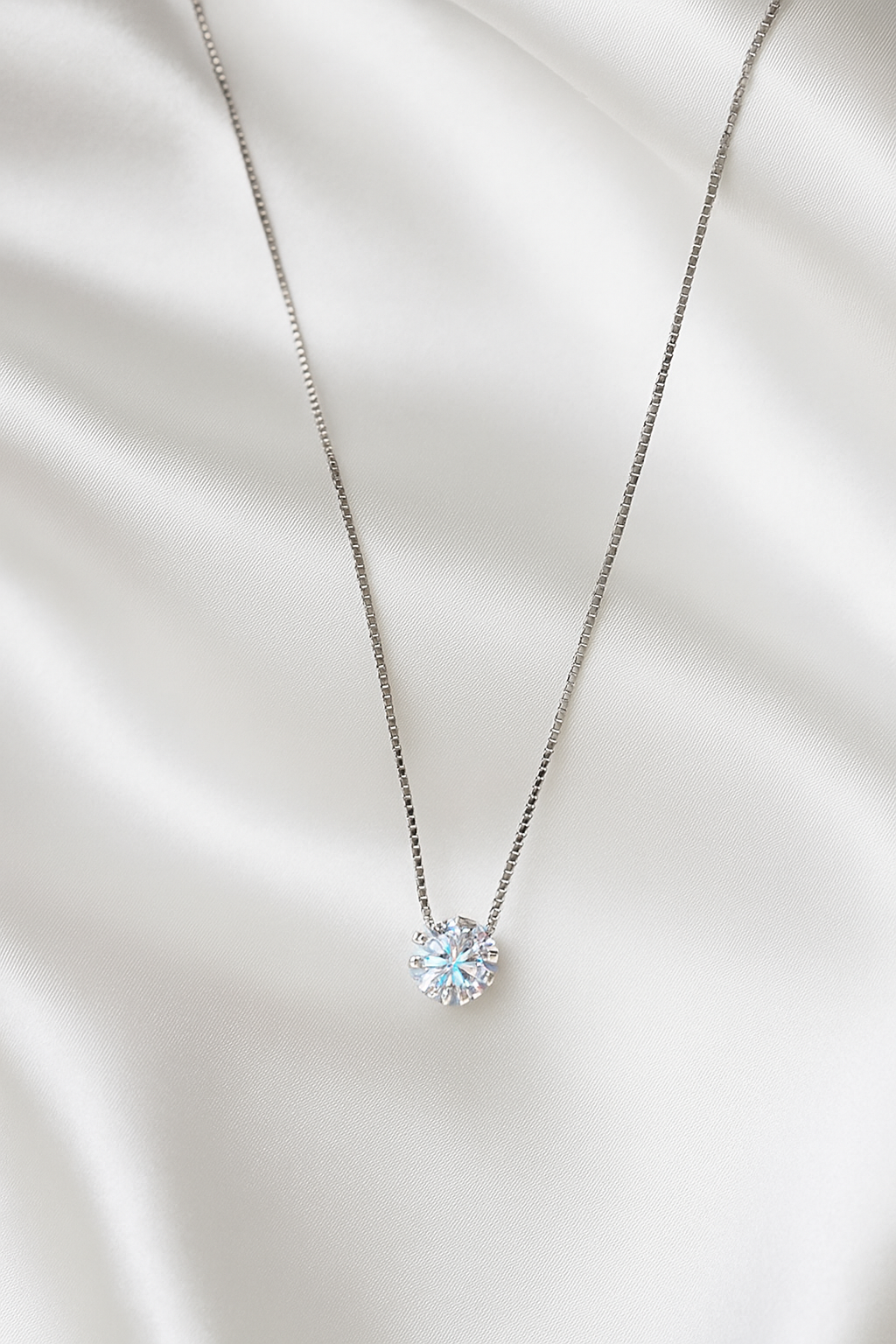 Silver Moonstone Solitaire Necklace for Women – Minimal & Elegant