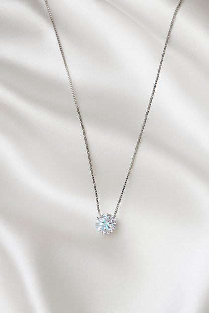 Silver Moonstone Solitaire Necklace for Women – Minimal & Elegant