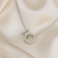 Premium Toggle Design Women’s Necklace White Gold Finish with CZ Circle Pendant
