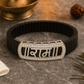 Premium Ram Name Men’s Bracelet Blue Ceramic Stretch Band with Rose Gold CZ Frame