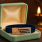 Premium Ganesha Men’s Bracelet Blue Ceramic Stretch Band with Rose-Gold CZ Devotional Plate