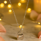 Minimal Lock Pendant Necklace with CZ Stone in White Gold Finish