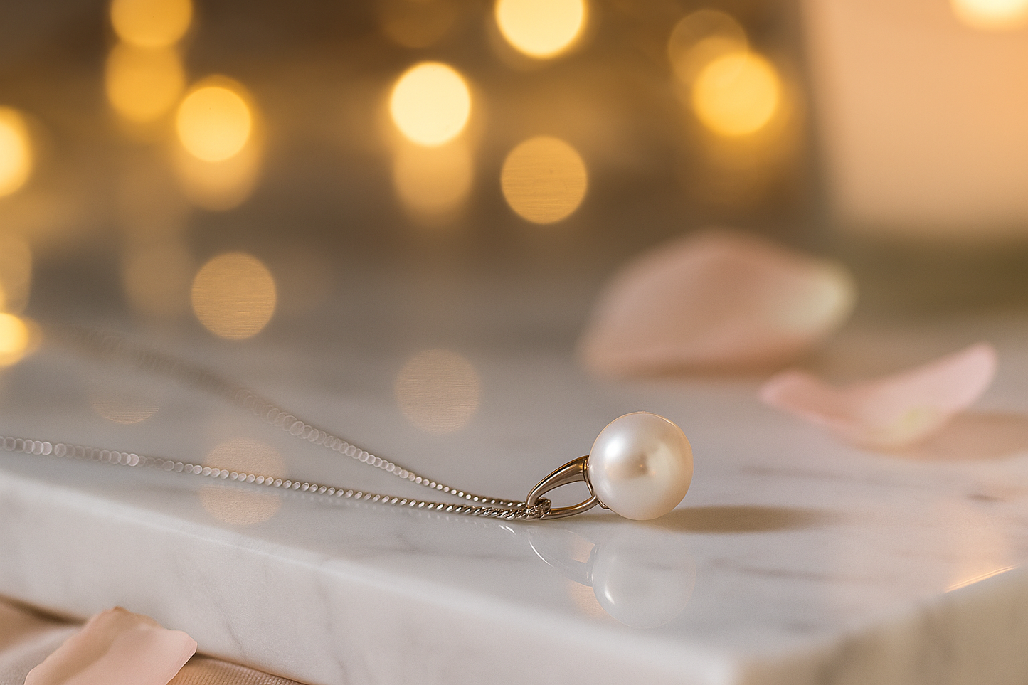 Classic Pearl Pendant Necklace with White Gold Finish