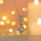 Modern Drop Pendant Necklace White Gold Finish with CZ Cluster Design