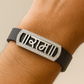 Premium Ram Name Men’s Bracelet Blue Ceramic Stretch Band with Rose Gold CZ Frame