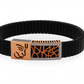 Premium Hanuman Engraved Men’s Bracelet Black Ceramic Stretch Band with Rose Gold Cutwork CZ Frame