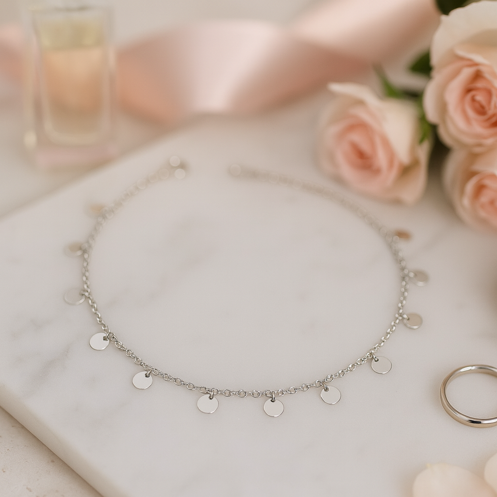 Elegant Silver Coin Charm Anklet for Women & Girls | Minimal Daily Wear Adjustable Chain Anklet