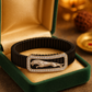 Premium Jaguar Logo Men’s Bracelet Black Ceramic Stretch Band with Silver CZ Plate