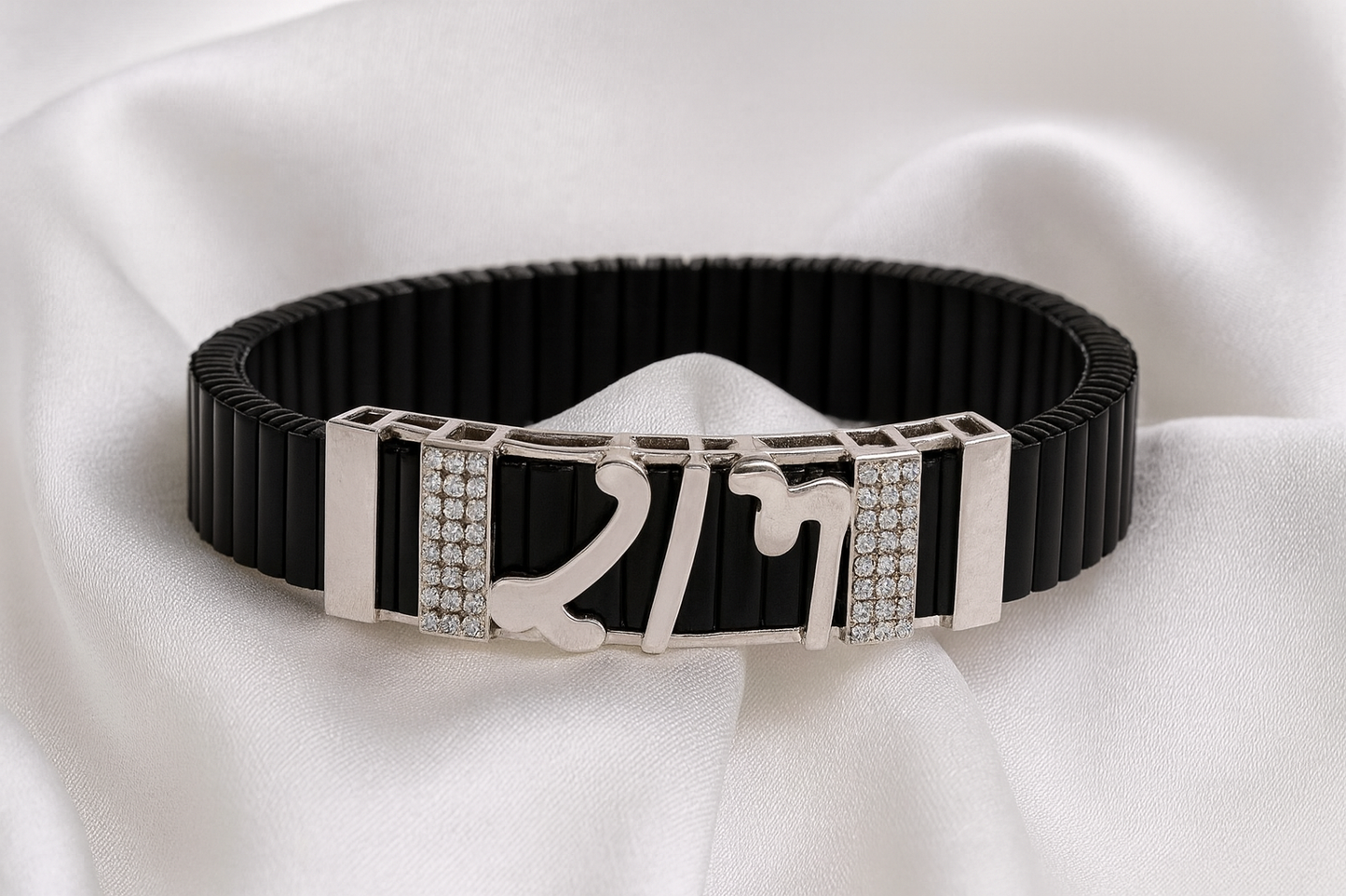 Premium Ram Men’s Bracelet Rose Gold CZ Plate with Black Ceramic Stretch Band