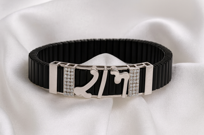 Premium Ram Men’s Bracelet Rose Gold CZ Plate with Black Ceramic Stretch Band