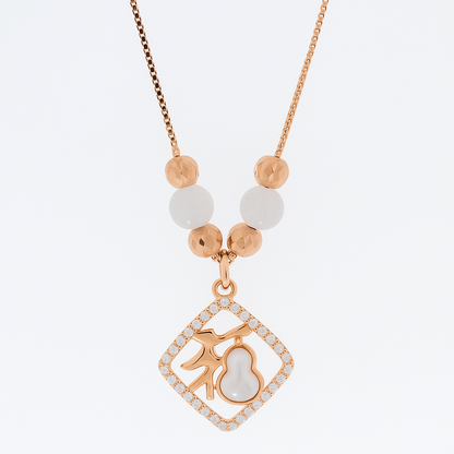 Elegant Rose Gold Pearl Gourd Pendant Necklace with Beads for Women
