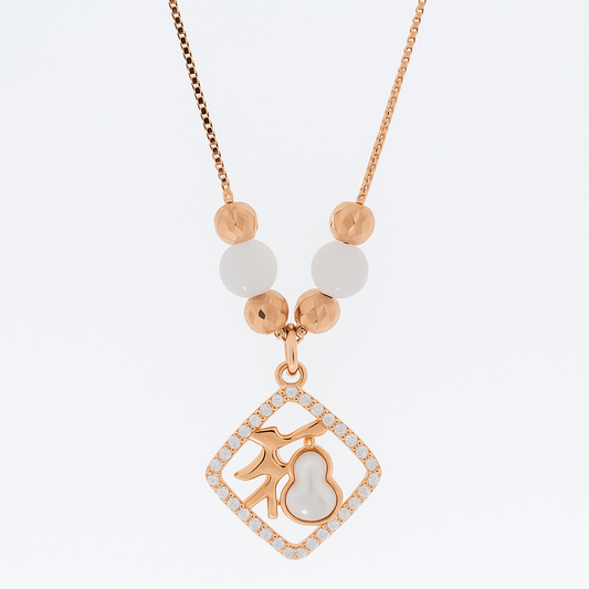 Elegant Rose Gold Pearl Gourd Pendant Necklace with Beads for Women