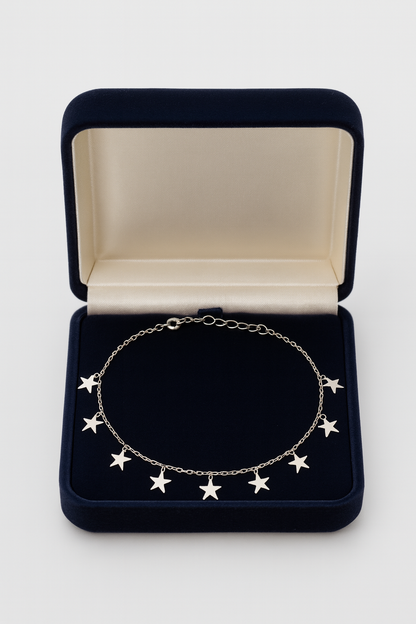 Elegant Silver Star Charm Anklet for Women & Girls | Minimal Daily Wear Adjustable Chain Anklet