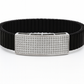 Premium Men’s Silver CZ Plate Bracelet Black Ceramic Stretch Band Luxury Designer Style